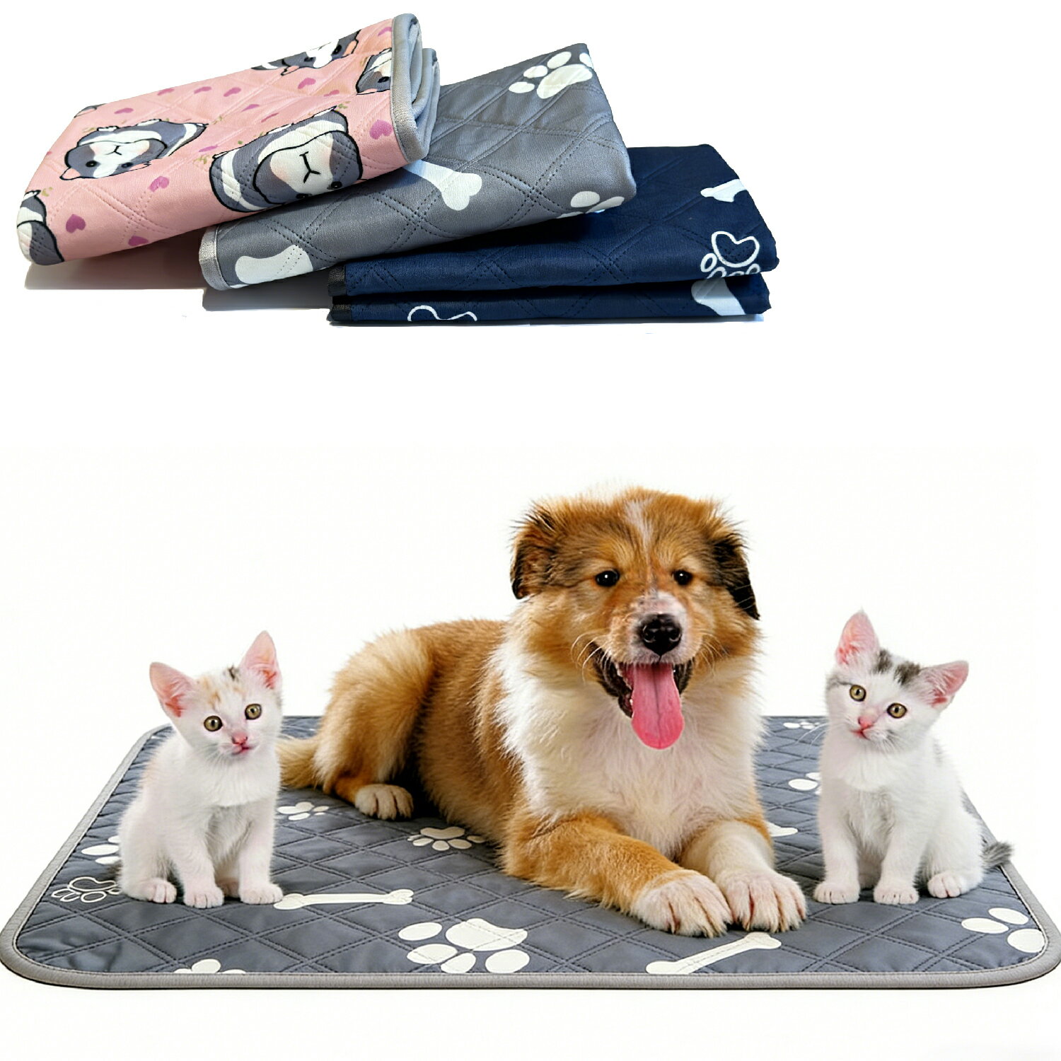Rakuten - ペットシーツ 洗える 犬 トイレマット 2枚セット ペットおしっこマット 吸水マット 防水マット 消臭マット ペットトイレシート 繰り返し使用 小型犬 中型犬 猫 ペット介護マット 滑り止め 速乾 抗菌 漏れ防止