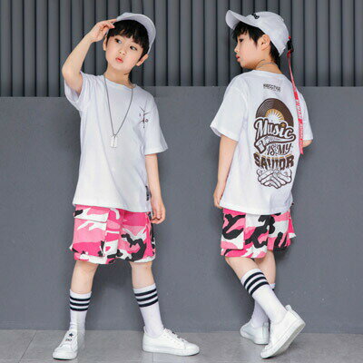 Rakuten - 韓国 キッズ ダンス 衣装 キッズ ヒップホップ 2点セット Tシャツ パンツ 子供 こども お子様 チャイルド 小児服 ヒップホップ セットアップ 男女兼用 ジャージ 派手 原宿ファッション ヒップホップ 半袖 ダンス tシャツ パンツ ダンス 衣装 hiphop jazz