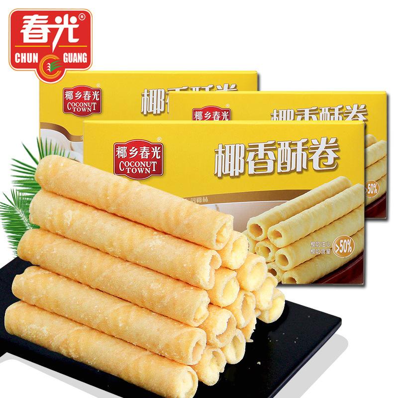 春光 椰香酥巻 (黄色箱) ココナッツ入りロール 150g 酥巻 中華名物人気商品 中国海南特産 中華お菓子 椰香酥卷