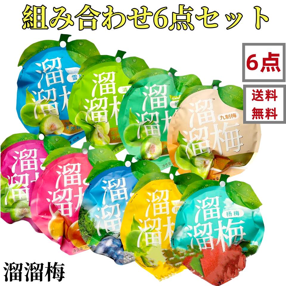 6点セット　送料無料 溜溜梅 6袋 小分けタイプ 西梅 楊梅 雪梅 情人梅 九製梅 蜂蜜味 清梅 原味青梅 烏梅 緑茶梅 黒糖梅 中国名物　 おつまみ　大人気のサムネイル