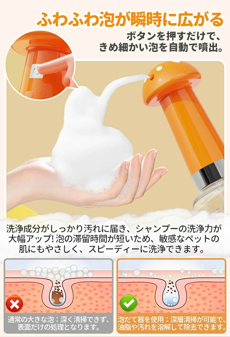 ★ポイント5倍★MIRADA+公式 ペット シャンプー 泡立て器 ペット用 電動泡立て器 ペ...