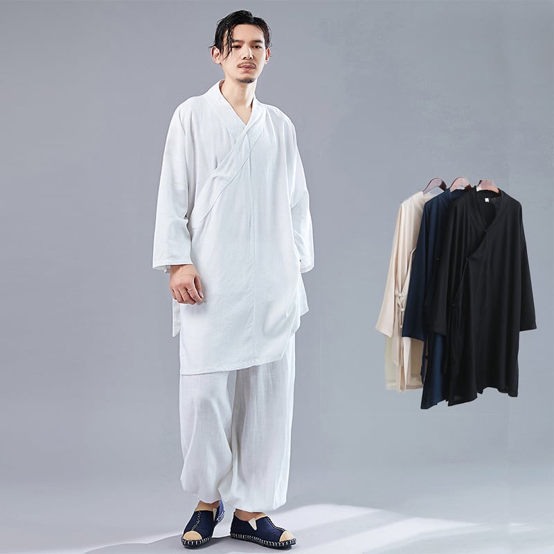 チャイナ服 メンズ 男性用 チャイナ服上下 上下セット 斜め襟 セットアップ 中華風 民族衣装 漢服 道服 道衣 【送料無料】