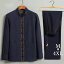 チャイナ服 メンズ チャイナスーツ 上下セット セットアップ 男性用 唐装 中華風 刺繍 シルクコットン 【送料無料】