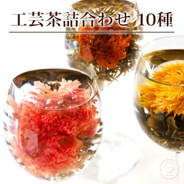 花 咲く 工芸茶10種 詰め合わせ セット 自宅用 ジャスミン茶ベース 誕生日プレゼント 女性 女友達 母 ブルーミングティー ハーバリウムのようにおしゃれ バースデー メール便送料無料 キャッシュレス還元