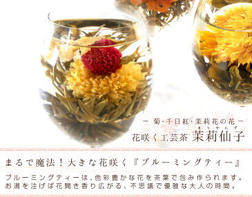 花 咲く工芸茶 10個入 菊・千日紅・茉莉花 茉莉仙子 ブルーミングティー ハーバリウム のようにおしゃれ フラワー アレンジメント 女子 ジャスミン茶 インスタ映え フォトジェニック メール便送料無料/母の日 キャッシュレス還元