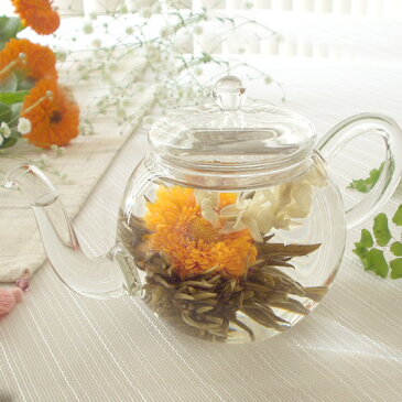送料無料 タルト ティーポット お花のつぼみ 工芸茶 2019 母の日ギフト お祝い 卒業 入学 御礼 挨拶 お見舞い 花が咲くお茶 ガラスティーポット付き