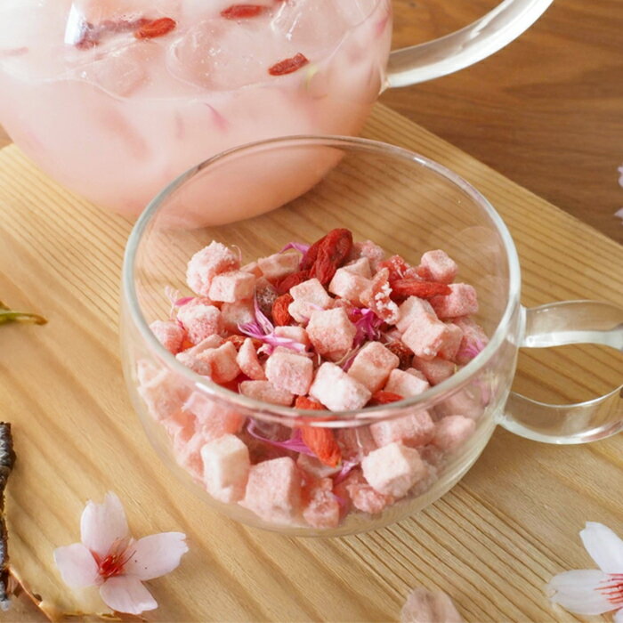 食べるフルーツティー・さくら150g 桜 フルーツティー 食べられるお茶 ドライフルーツティー ハーブティー 花茶 杏仁茶 ブレンドティー 美容ティー ギフト おしゃれ ティータイム ノンカフェイン さくら茶 春限定 彩香