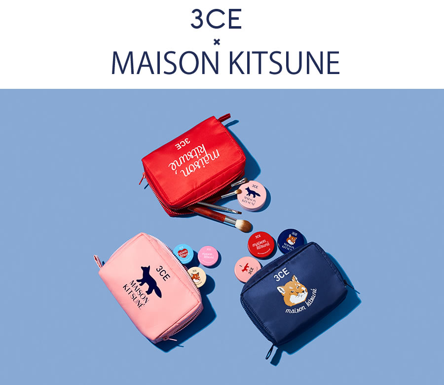 【ネコポス速達便】 3CE ポーチ メゾンキツネ 3CE x MAISON KITSUNE 化粧ポーチ BAG スタイルナンダ 韓国コスメ