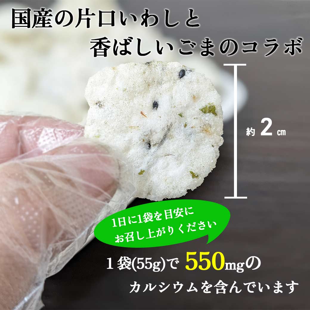 黒胡麻いわしせんべい 55g 10パックセット 箱売り ロット いわし せんべい 鰯 スナック おつまみ 魚 おやつ カルシウム 鰯 煎餅 岡田屋製菓 家飲み 珍味工房しのや 2