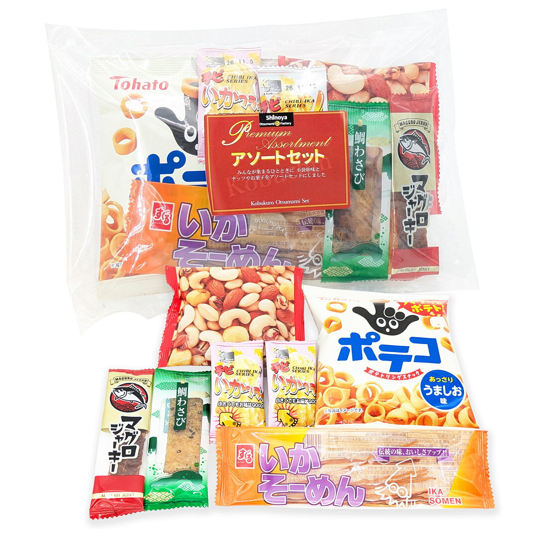 リニューアル おつまみアソートセット 一人分 小袋入り つまみ 詰め合わせ さきいか 貝ひも 乾きもの 珍味 ナッツ おつまみセット 宴会 パーティー 新歓 旅行 【大型配送便の為 15,000円以上ご購入で送料無料】