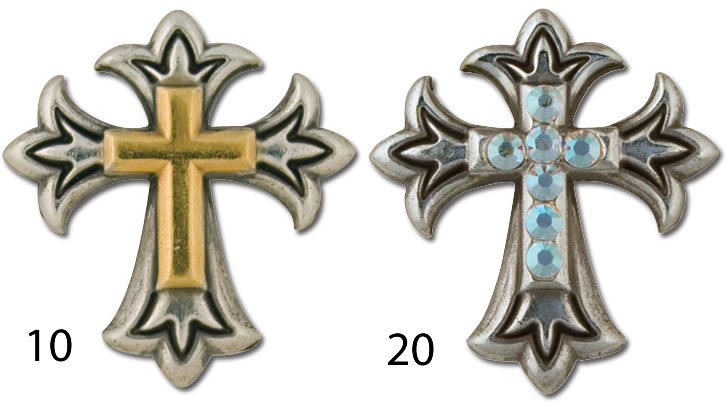 tandy LEATHER製 レザークラフト材料 革 道具 金具 クロスコンチョ 1個入　Endearing Cross Conchos 1-1/8" x 1-1/4" (3.2 cm)　7796- デザイン2種類