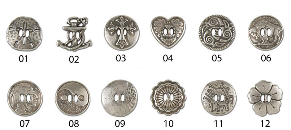 【USA直輸入】tandy LEATHER製 レザークラフト材料 革 道具 金具 スロットコンチョ 1個入　Slotted Conchos　7776- デザイン12種類【送料無料 通販】