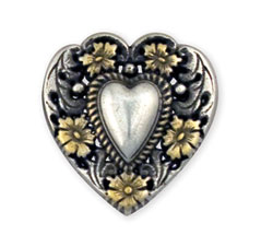 tandy LEATHER製 レザークラフト材料 革 道具 金具 フローラルハートコンチョ 1個入　Floral Heart Concho 1" (2.5 cm)　7424-10