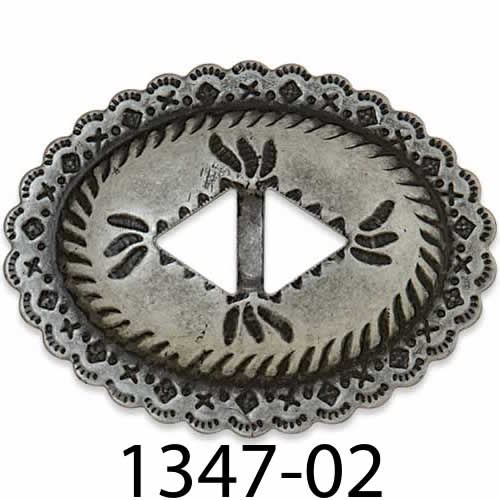 A9A)1347_1348-02　スロット コンチョ　サイズ：ミディアム(54x41mm)　デザイン2種類　カラー：ニッケル　6個入　タンディ レザー 2