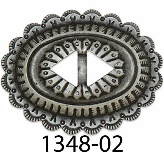 A9A)1347_1348-02　スロット コンチョ　サイズ：ミディアム(54x41mm)　デザイン2種類　カラー：ニッケル　6個入　タンディ レザー 3