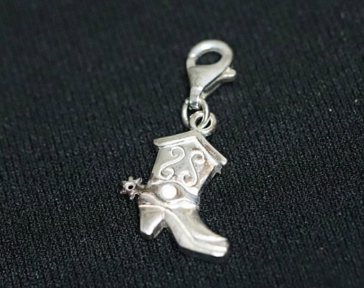 CHA009 シルバー925製 ウエスタンブーツ チャーム カニカン USA 1個売り 全長20mm