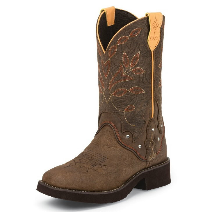 【7/AUL9643】ジャスティン JUSTIN レディース サイズ 6B (23cm-23.5cm) ジプシー ブラウン バーンウッド ウエスタンブーツ