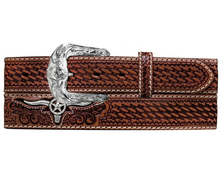 C11284 メンズ ブラウン トロフィーブル ウエスタンベルト 6/MYF ジャスティン 【JUSTIN】(4.0)