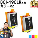 ★エントリーで5月ずっと+P10倍 【便利な残量表示機能付き】 キヤノン用 BCI-19 BCI-19CLR カラー 2個セット 互換 インクカートリッジ 内容...
