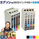 ★エントリーで5月ずっと+P10倍 エプソン用 IB09 IB09CL4B 顔料インク 4色セット+洗浄クリーニングカートリッジ 洗浄液 内容: IB09KB-...