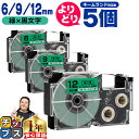 ★エントリー最大P24倍&SALEクーポン! 自由選択5個 カシオ用 ネームランド XRGN 緑 黒文字 6mm/9mm/12mm (テープ幅) CASIO 互...