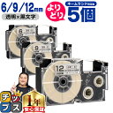 ★月末セールクーポン配布&エントリーでP10倍 自由選択5個 カシオ用 ネームランド XRX 透明 黒文字 6mm/9mm/12mm (テープ幅) CASIO ...