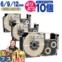★エントリー最大P24倍&SALEクーポン! 自由選択10個 カシオ用 ネームランド XRXG 透明 金文字 6mm/9mm/12mm (テープ幅) CASIO...