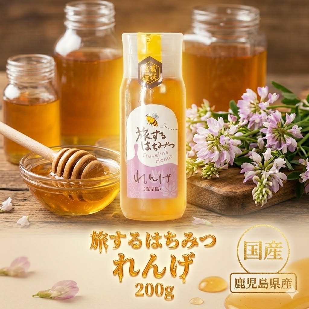 はちみつ 蜂蜜 国産 旅するはちみつ れんげ 200g 純粋蜂蜜 鹿児島産 西垂水養蜂 知覧 プレゼント ギフト