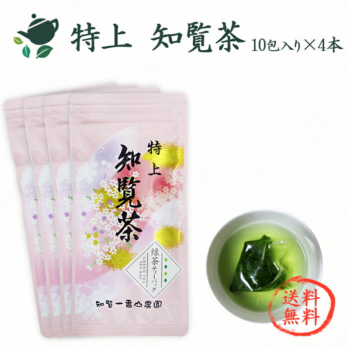 【送料無料】特上知覧茶ティーバッグ【チャック付袋入り・50g(5g×10個)×4本】 / 日本茶 鹿児島茶 かごしま茶 ちらん茶 お茶 緑茶 深蒸し茶 煎茶 茶葉 カテキン