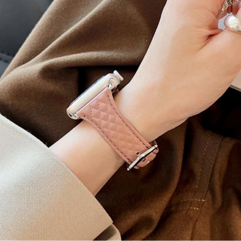 送料無料 アップルウォッチ バンド キルティング レザー apple watch ベルト レザー 革 皮 レディース 大人女子 7 6 5 4 3 2 SE 38mm 40mm 41mm 42mm 44mm 45mm おしゃれ かわいい 細見え 上品 大人可愛い ニュアンスカラー ビジネス スーツ