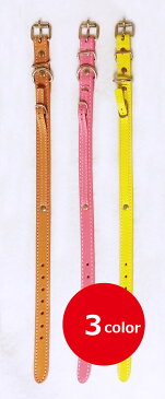 WEB限定/本革首輪シリーズ 2　tektek【小型犬(M)/首囲23〜30cm】【訳あり：金属部少しクスミあり】