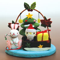 【きれのはな/クリスマス】かわいい置物うさぎ飾り手作りクリスマス可愛い季節プレゼント縮緬生地ちりめん外国人小さい小物飾り四季冬メルヘンXmasX'masサンタサンタクロース