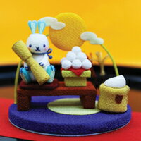 【きれのはな/お月見】かわいい置物うさぎ飾り手作り月見可愛い季節プレゼント縮緬生地ちりめん外国人小さい小物飾り四季秋月メルヘンmoon神秘秋の夜長