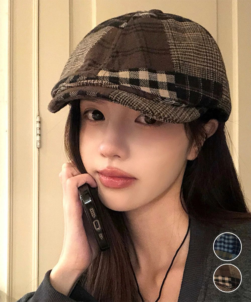 ベレー帽 チェック柄 通勤通学ぼうし 韓国ファッション 春秋冬 レディース ベレーぼうし