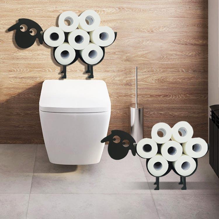 可愛い ひつじ型 スタンド 壁かけ アイアン ペーパーホルダー トイレットペーパーホルダー 置き型 スチール 賃貸 マンション 北欧風 お洒落 ティッ