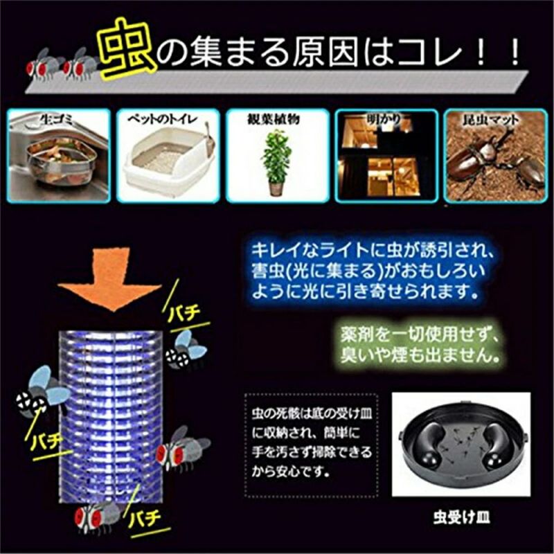 人体無害 UV光源誘引式捕虫器 吊り下げ式据え置き式両用超静音蚊対策 360°強力蚊除...
