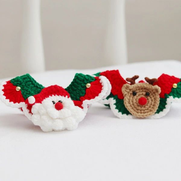 クリスマス おめかし おしゃれ フリル 可愛い ペット用品 プレゼント リボン付き 手作り 写真撮り道具 ペット用スタイ サンタクロ 小型犬 ギフト トナカイ アクセサリー 記念日フォト チョーカー 猫 毛糸首飾り
