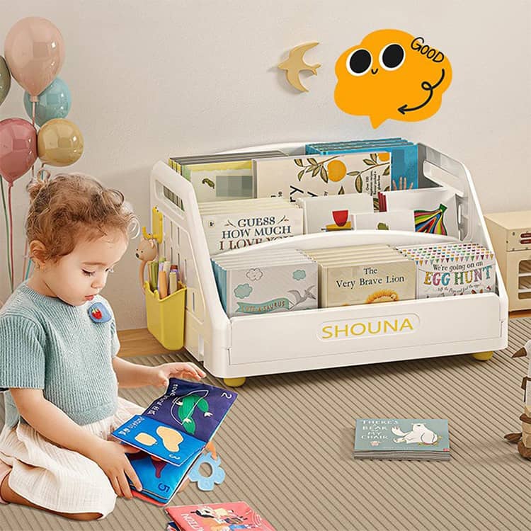 プラスチック 絵本棚 ベビー 大容量 可愛い 棚 リビングラック 絵本収納 卓上 子ども家具 収納棚 おしゃれ 絵本棚 収納ラック スリム コンパクト ブックラック 片付け 絵本ラック 子供部屋 デスク 3段 子ども 本棚 入園 ラック 絵本 本 本収納 幼稚園 赤ちゃん [2]