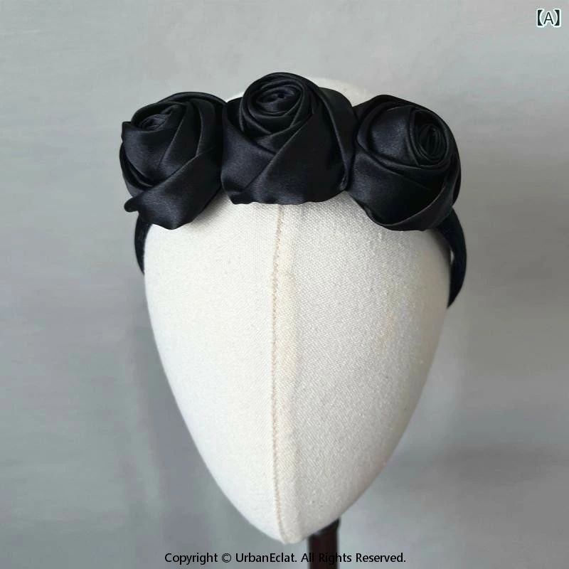 フラワー 撮影 二次会 春夏 ローズ 黒 披露宴 パーティー 手作り ヘッドドレス ヘアアクセサリー ウェディング 薔薇 ハンドメイド 上品 レディース 結婚式 ブラック カチューシャ 花 エレガント 2