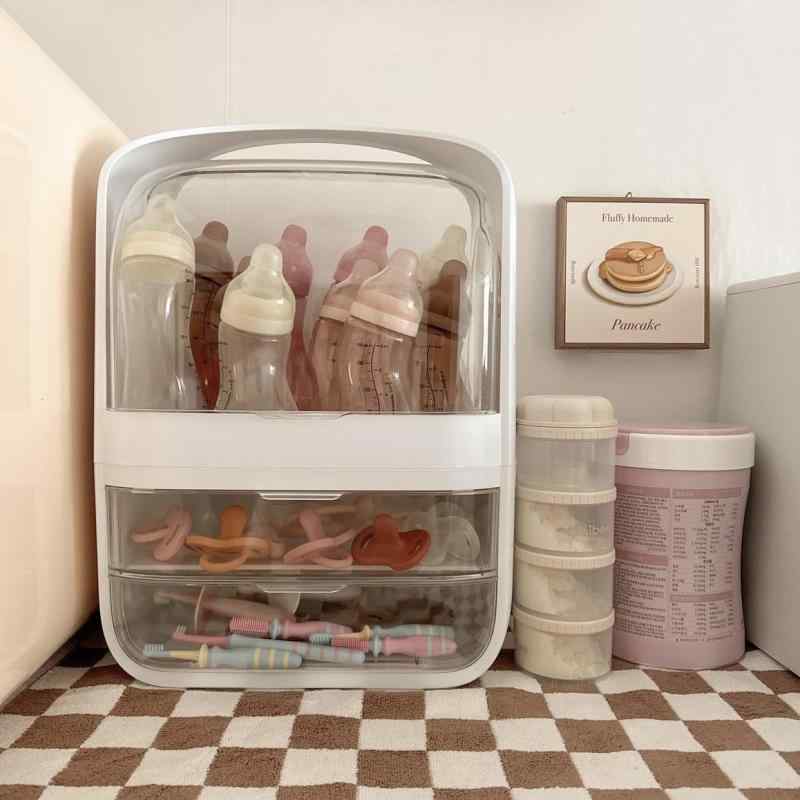 家庭用 かわいい 防塵 収納ラック 乳幼児向け 多層 大容量 ベビー 蓋付き 哺乳瓶 おしゃれ ディスプレイスタンド