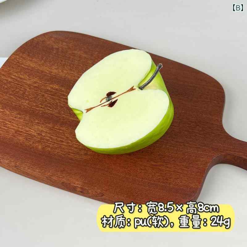 アレコレライフの食品サンプル 見本 りんご アボカド アップル フェイク カット フルーツ 果物 オーナメント PU ハーフ 展示 モーニング 朝食 写真 撮影 小道具 食育 おままごと｜アングル3