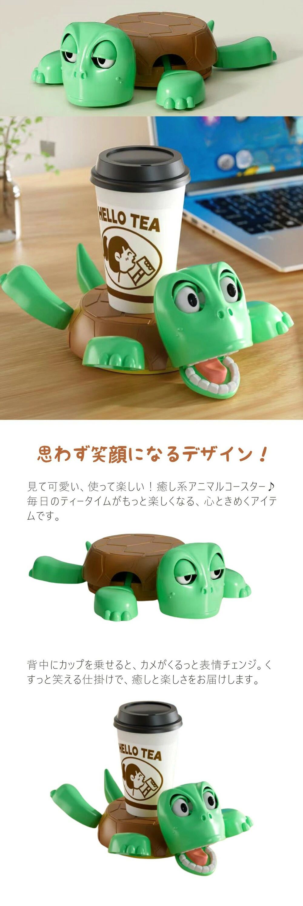 アレコレライフの押すカメのコースター カップホルダー ドリンクコースター カメコースター 軽量 面白い カメ デコレーション 亀コースター オフィス 3D コンパクト 動物 プリント コースター プレゼント 亀 タートルコースター かわいい デスク用 動物コースター ホームバー 風変わり パンダ｜アングル2
