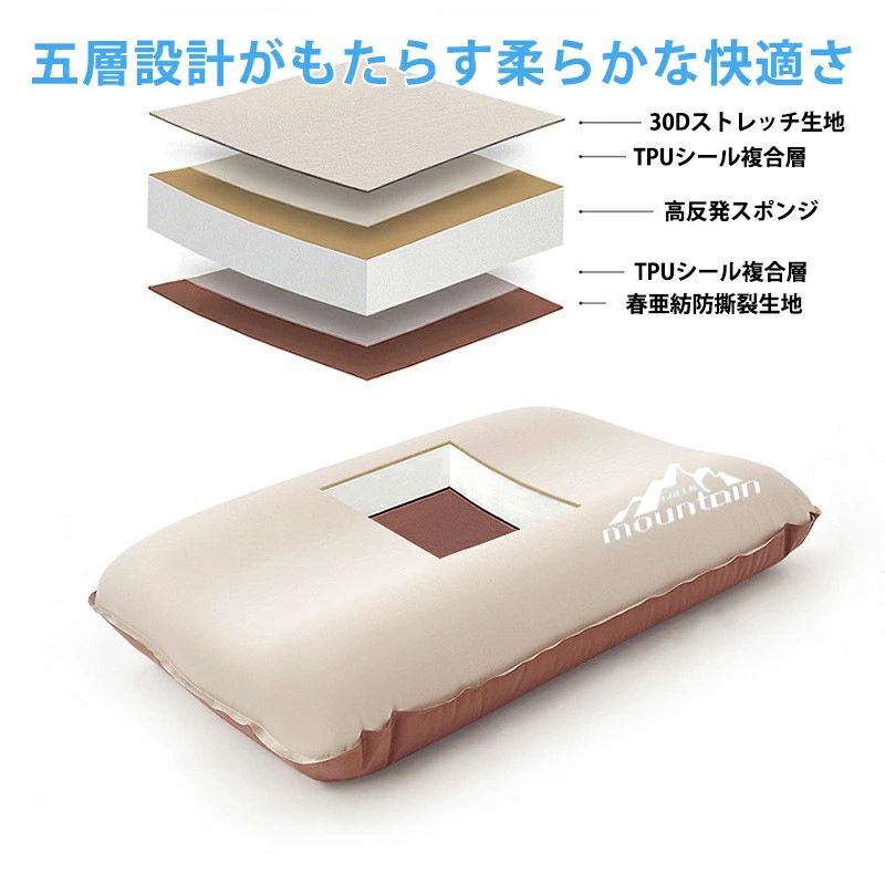 収納袋付き 枕 ピロー 携帯枕 キャンプ エアー枕 ソロキャンプ 枕 空気枕 防災グッ...