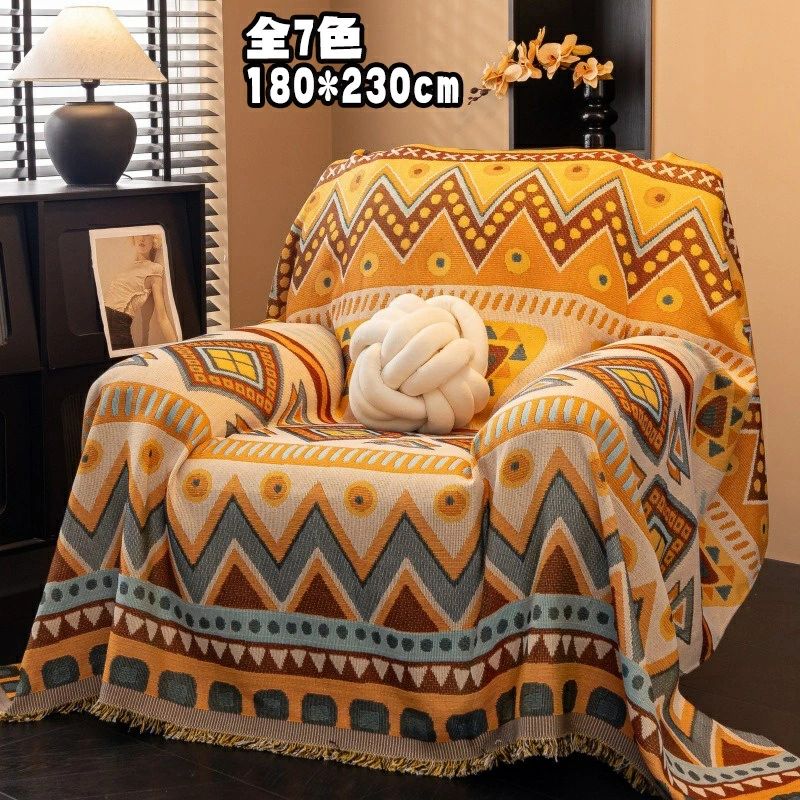 Rakuten - ペット 猫対策 肩掛け 毛布 引っ越し 防塵用 ひざ掛け 楽天海外通販 ブランケット 送料無料 ソファーカバー オールシーズン タッセル付き 一体型 洗える ダブル プレゼント 汚れ防止 大判 マルチカバー お昼寝 1/2/3/4人掛け 保護 180*230cm ソファーベッド 肘掛け おしゃれ
