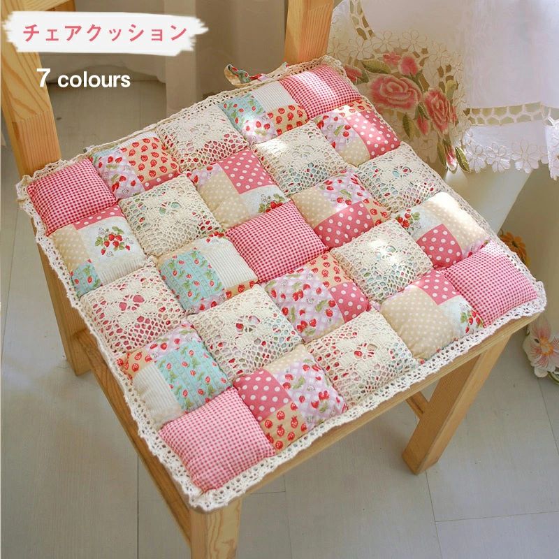 Rakuten - 祝い 送料無料 ひも付き 40*40cm 引っ越し 癒し系 チェアクッション 楽天海外通販 シートクッション SNS 在宅 座布団 かわいい 四季適用 四角 フロアクッション オフィス 田園風 椅子クッション ダイニングチェアクッション