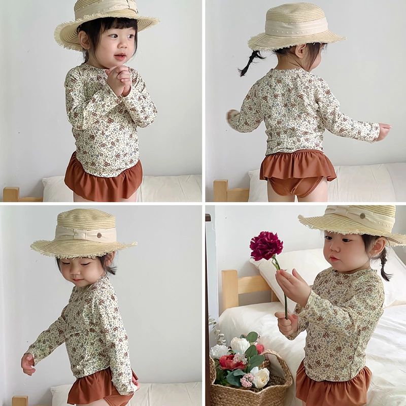 アレコレライフの100 かわいい ラッシュガード 80 帽子付き 女の子 長袖 水着 3点セット フリル リゾート 可愛い みずぎ 送料無料 110 ベビー水着 水泳授業 プール 130cm 旅行 楽天海外通販 120 ビーチ チェリー 90 スイムウェア 可愛いSNS セパレート｜アングル2