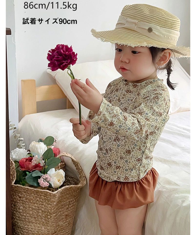 アレコレライフの100 かわいい ラッシュガード 80 帽子付き 女の子 長袖 水着 3点セット フリル リゾート 可愛い みずぎ 送料無料 110 ベビー水着 水泳授業 プール 130cm 旅行 楽天海外通販 120 ビーチ チェリー 90 スイムウェア 可愛いSNS セパレート｜アングル3