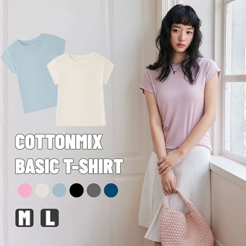 カットソー 半袖 接触冷感 トップス きれいめクルーネックTシャツ 綿混 半袖Tシャツ レディース Tシャツ chiropractic-10057401 アレコレライフ パッケージ画像