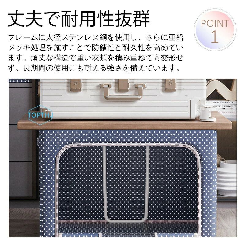 アレコレライフの収納ケース 押し入れ ボックス 前開き 整理 布 66L 省スペース 洋服収納ボックス 衣類収納袋 衣類収納 大容量 フタ付き おもちゃ 24L衣類収納 100L おしゃれ 収納ボックス コンパクト 折りたたみ 布団 布製｜アングル3