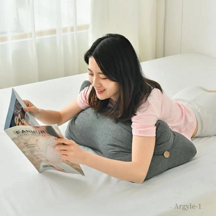 読書 背もたれ 無地 ごろ寝 北欧 背もたれクッション テレビ 寝ながら 枕 三角 クッション スマホ 姿勢 うつ伏せ クッション [2]